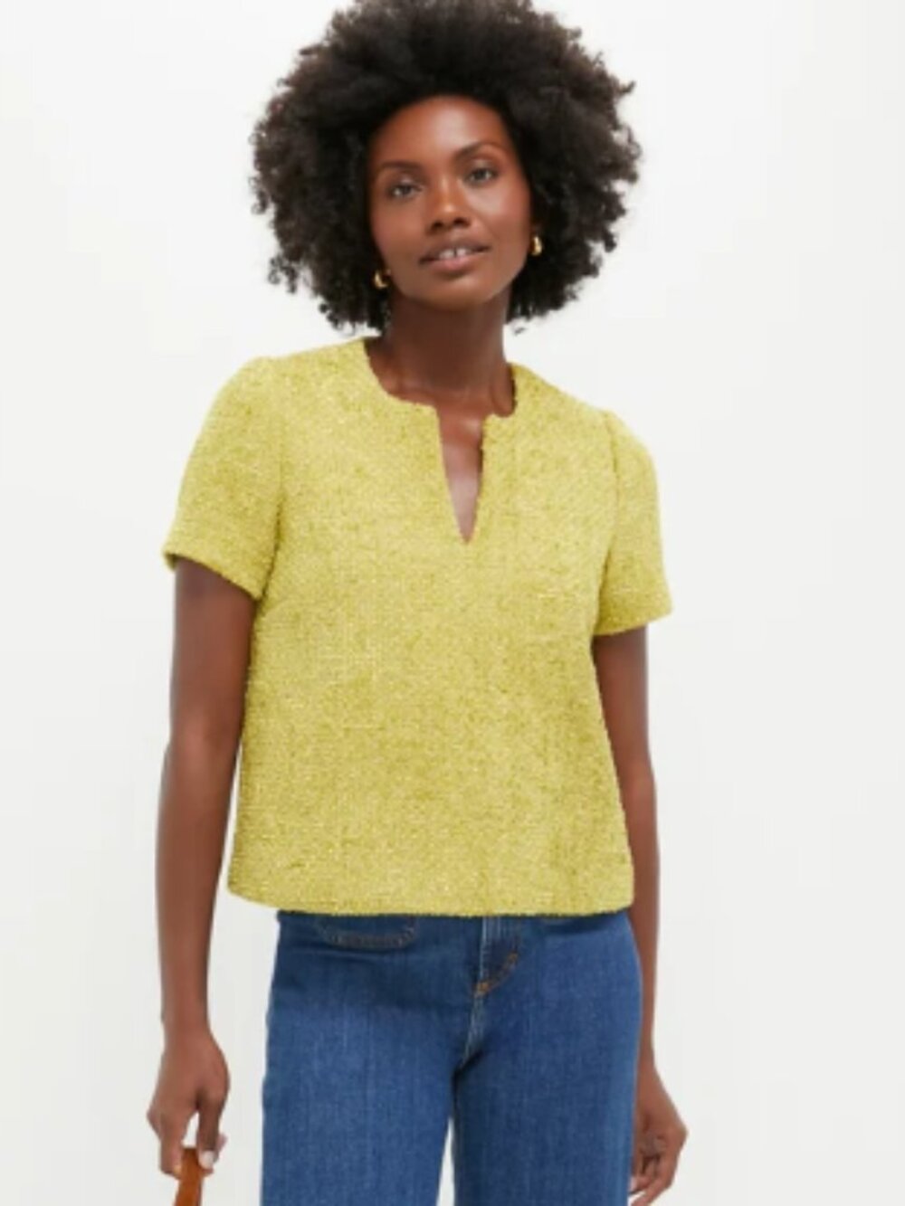 NWOT Tuckernuck Hyacinth House Citron Tweed Maebe Blouse - Sz M